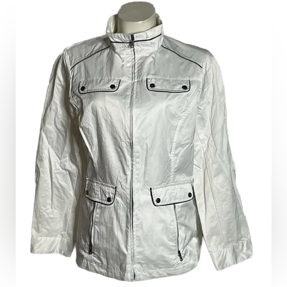 💨Chico's Zenergy White Lightweight Zip Up Jacket with Pockets. Size 1, M